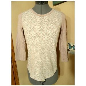 J.CREW Embroidered Top XXS Pink Gray 3/4 sleeve blouse